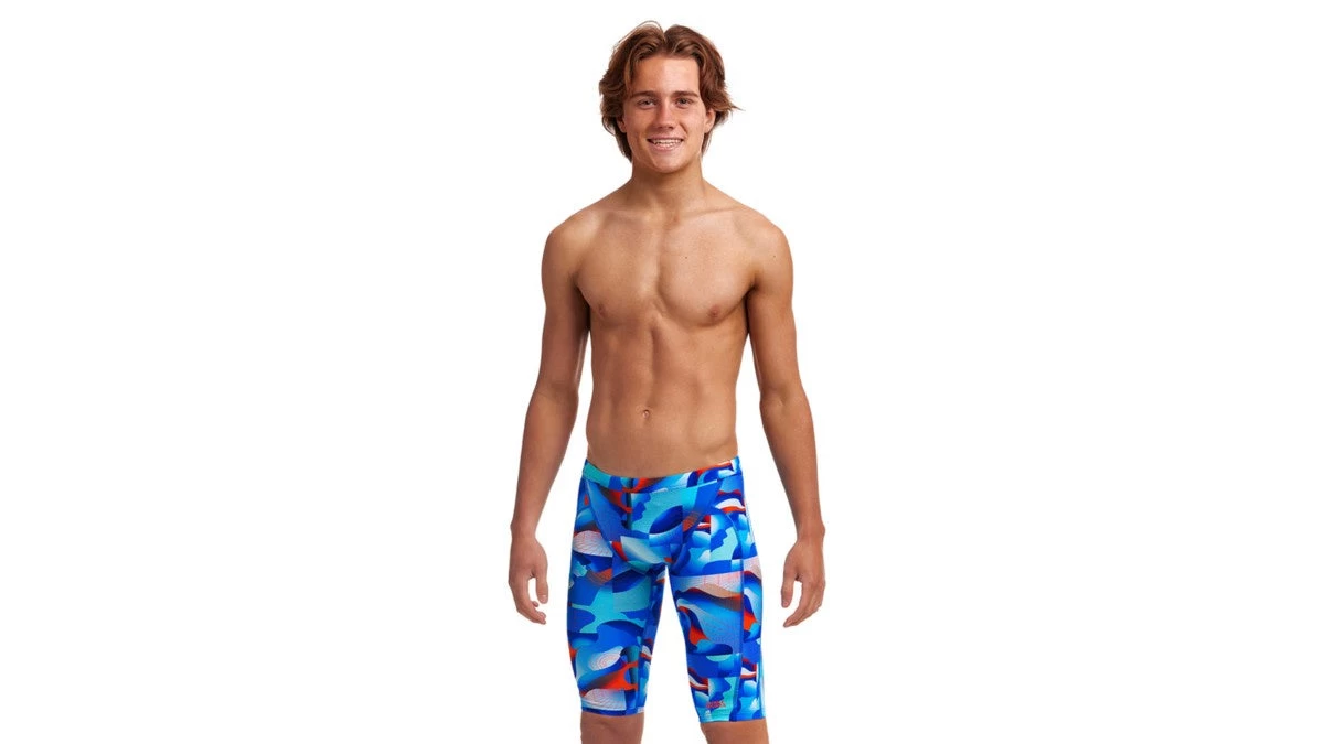 Funky Trunks Boys Training Jammers - Battle Blue 3 Funky Trunks Boys Training Jammers - Battle Blue