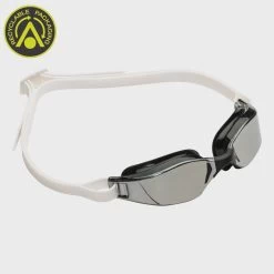 AQUA SPHERE Aquasphere Xceed Goggles - Silver Titanium Mirror Lens Black White