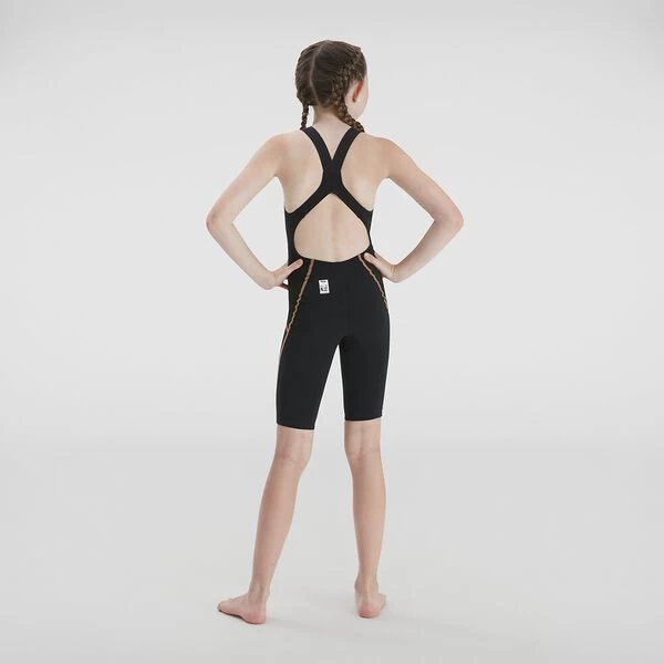Speedo Girls Junior Lzr Racer X Open Back - Black Gold 5 Speedo Girls Junior Lzr Racer X Open Back - Black Gold - Image 3