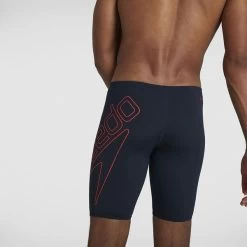 Speedo Mens Boom Logo Placement Jammer - True Navy Dragonfire Orange -Swim Pro Shop 8 12416F889 6